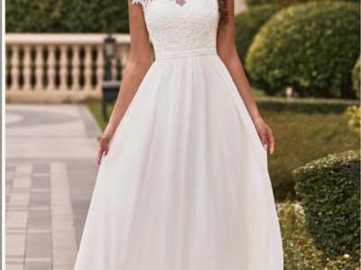 BRAND NEW-Never Worn, Tags still on: Stacees A Line Bateau Waistband Sweep Train Dress with Appliques- Size 10