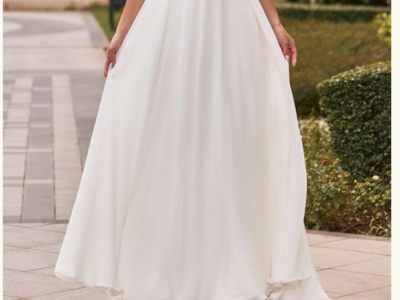 BRAND NEW-Never Worn, Tags still on: Stacees A Line Bateau Waistband Sweep Train Dress with Appliques- Size 10